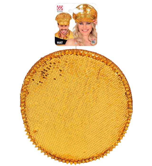 Festival Hat med Nitter, Smykker og Guld Pailletter – Kostume Tilbehør