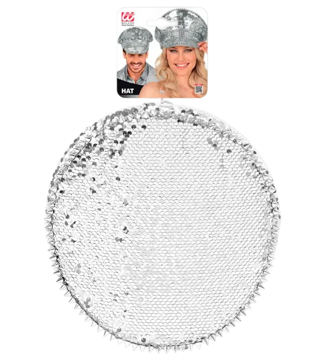 Festival Hat med Nitter, Smykker og Sølv Pailletter – Kostume Tilbehør