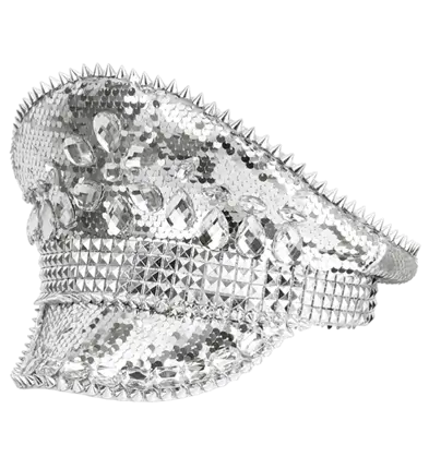 Festival Hat med Nitter, Smykker og Sølv Pailletter – Kostume Tilbehør