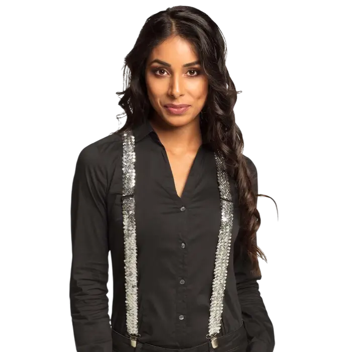 Sølvfarvede pailletstropper