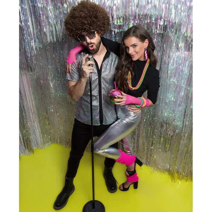 Diskokugle-kop med regnbuesugerør 600 ml