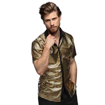 Disco diamant guld skjorte (M)