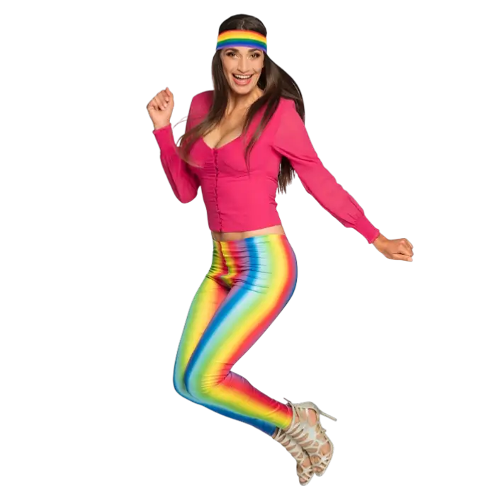 Regnbue-leggings (M)