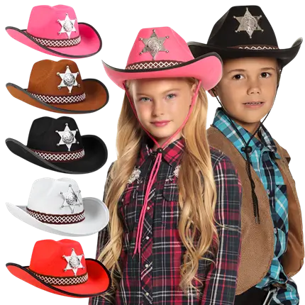 Sortiment af sherif-cowboyhatte til børn