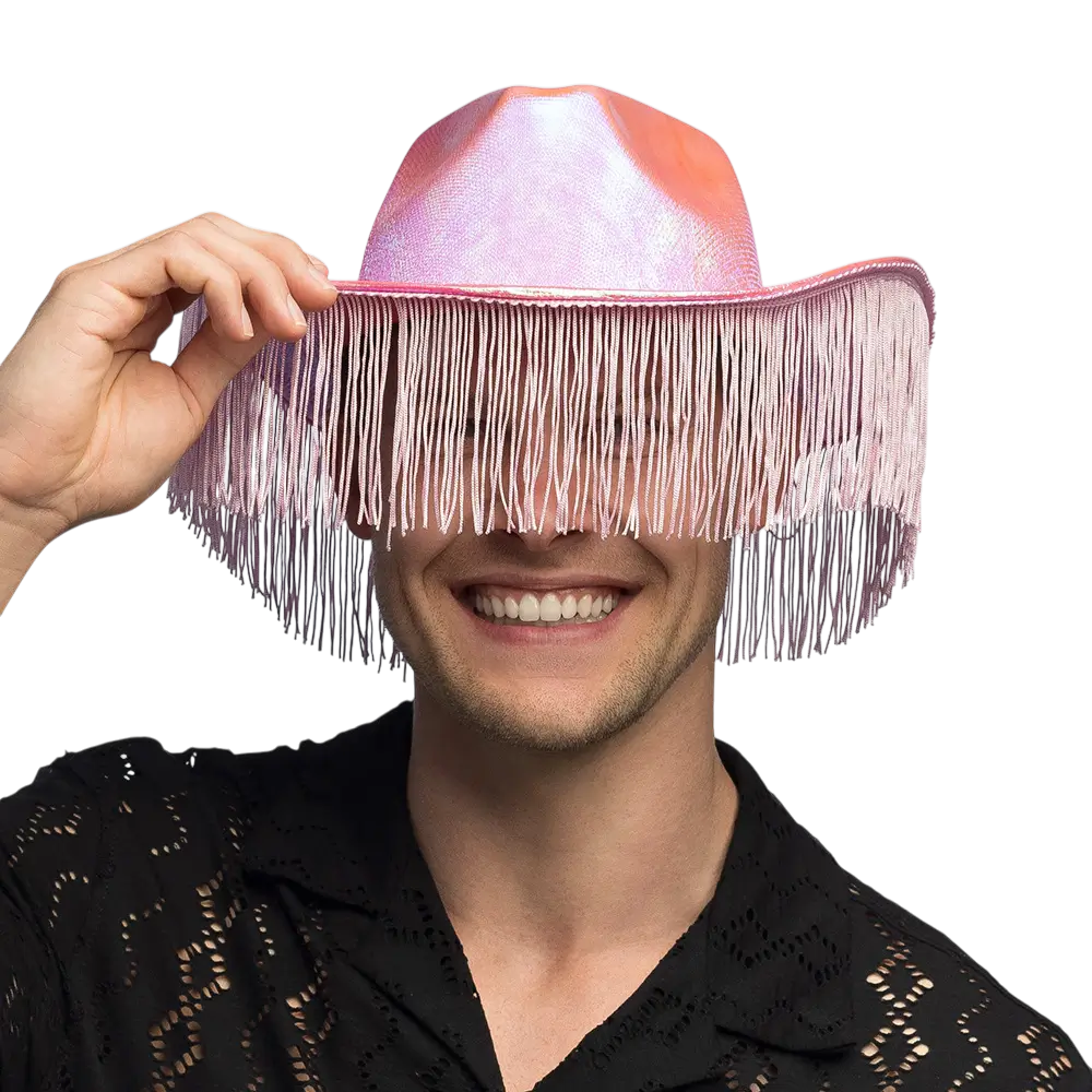 Cowboyhat med frynser til udklædning “Fabulous” – Pink