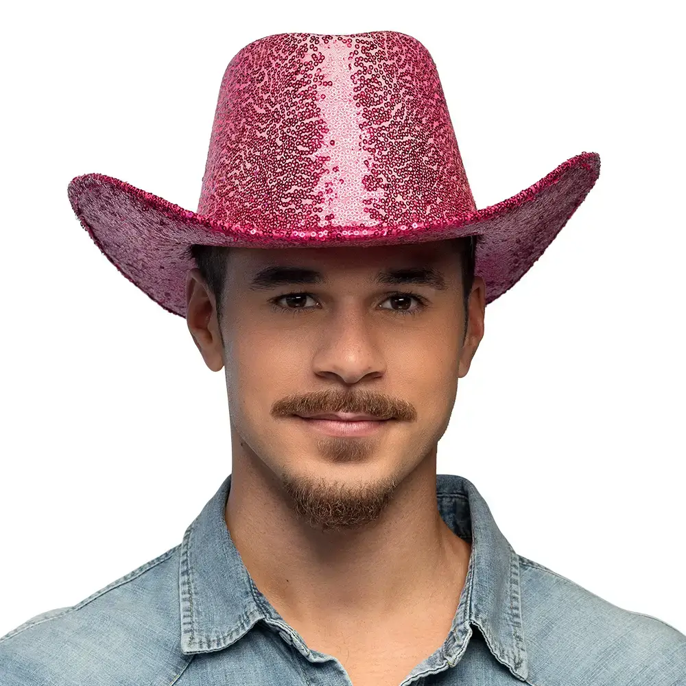 Lyserød cowboyhat til rodeo-fest