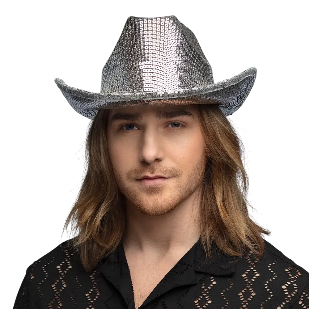 Groovy sølvfarvet cowboyhat