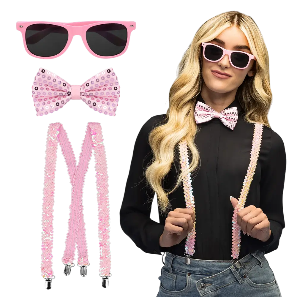 Lyserødt glitter-sæt