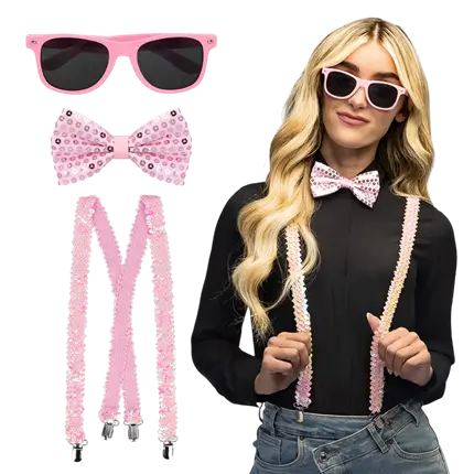 Lyserødt glitter-sæt