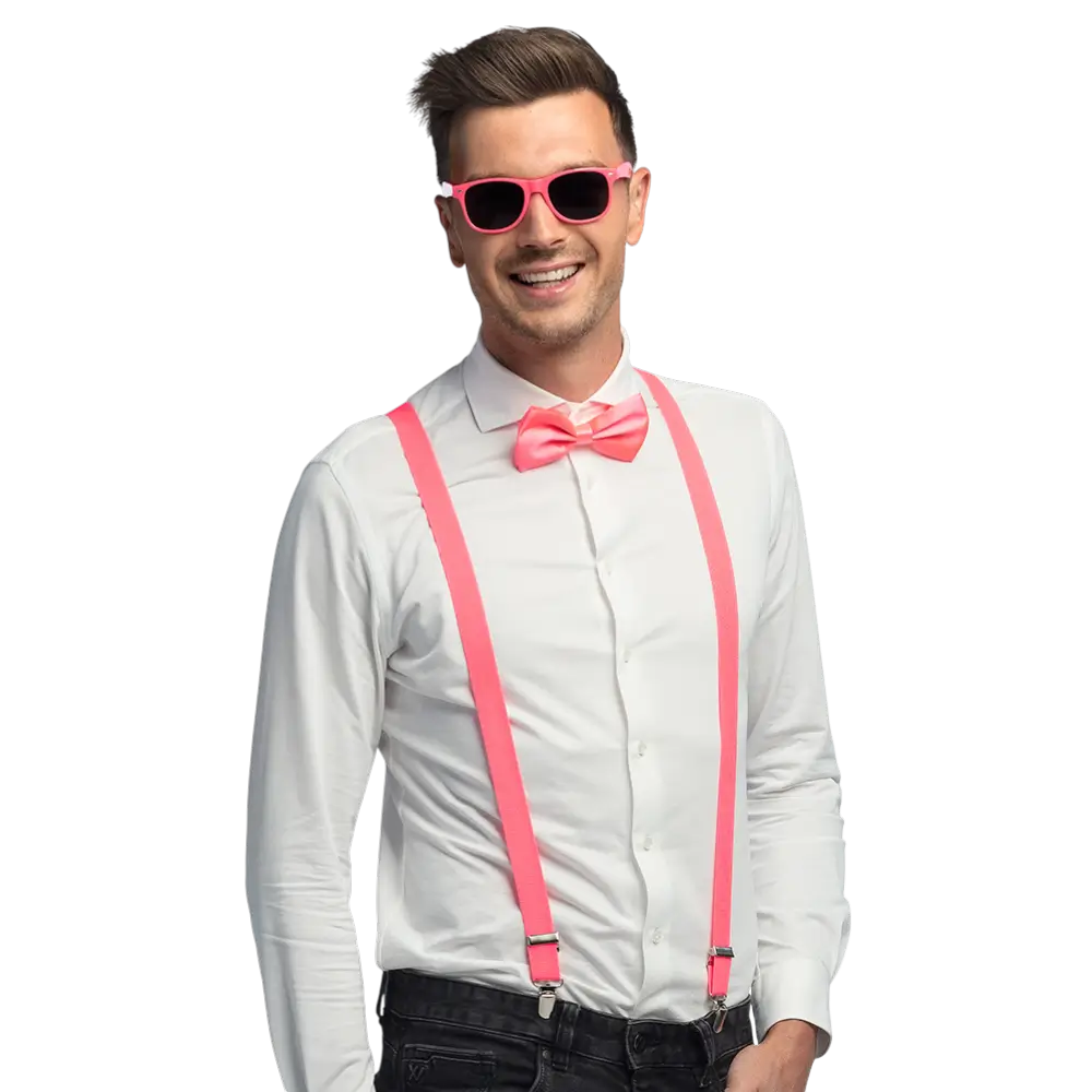 Fluo tilbehørssæt til fest og udklædning – Neonpink