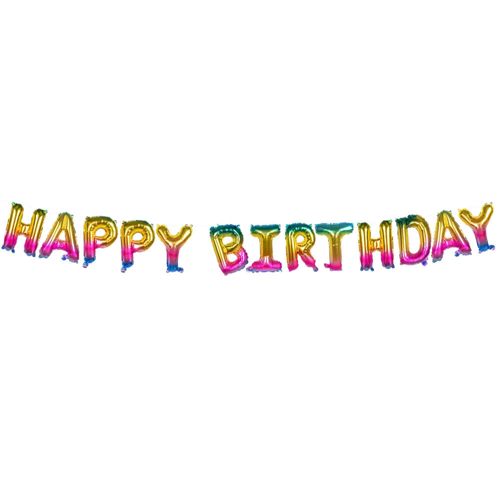 Happy birthday' ballonguirlande i aluminium