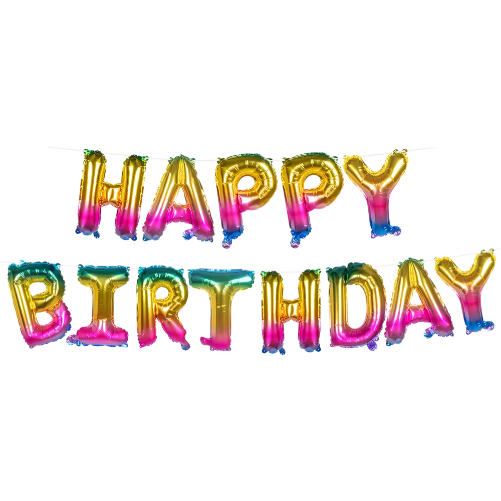 Happy birthday' ballonguirlande i aluminium