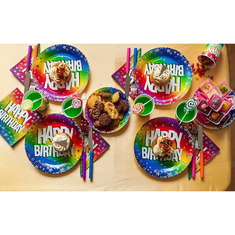 Sæt med 10 Rainbow 'Happy birthday'-papirbægre 25cl