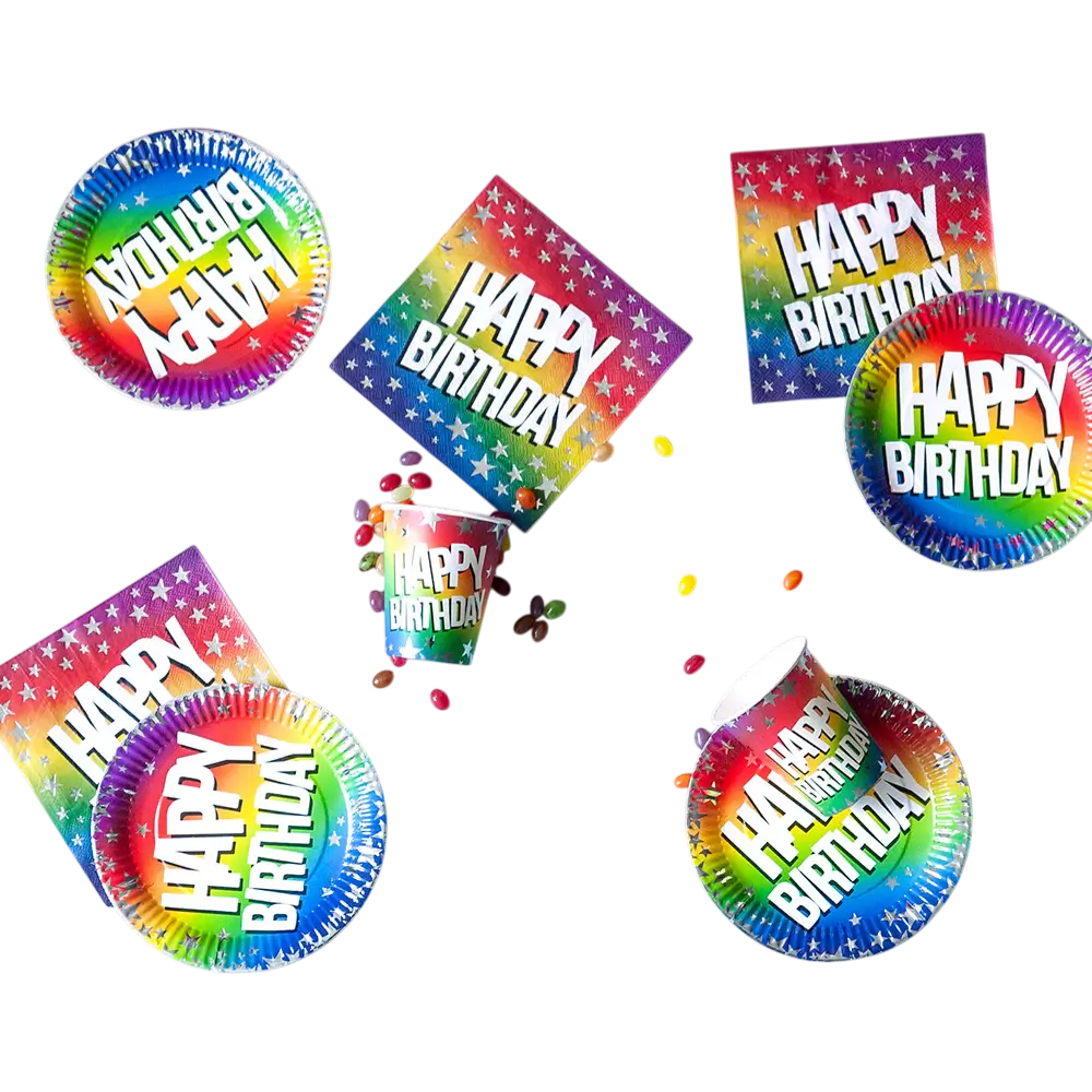 Sæt med 10 Rainbow 'Happy birthday'-papirbægre 25cl