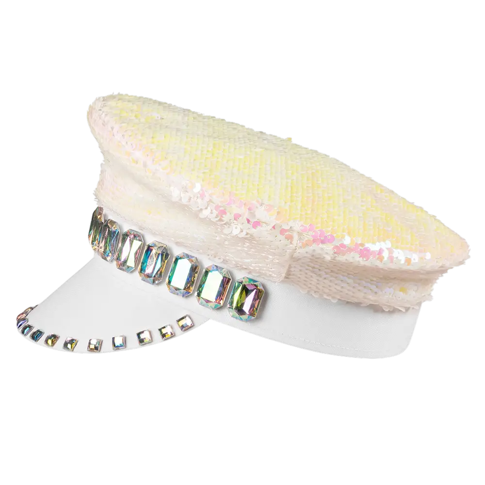 Sandfarvet slik med hvid hætte