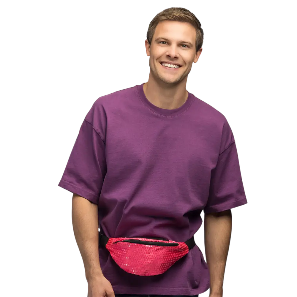 Bæltetaske med pailletter til fest og udklædning – Neonpink