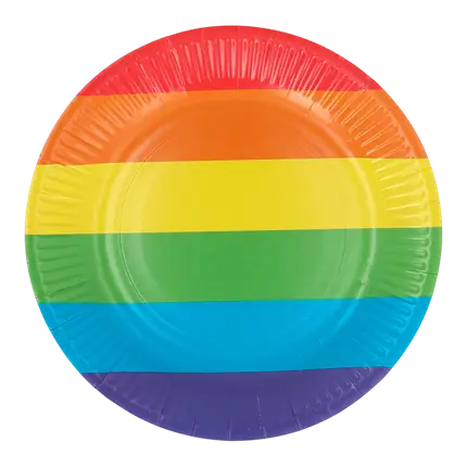 Sæt med 8 Rainbow-paptallerkener 23 cm