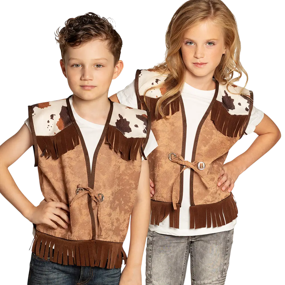 Western camel cardigan til børn (7-9 år)