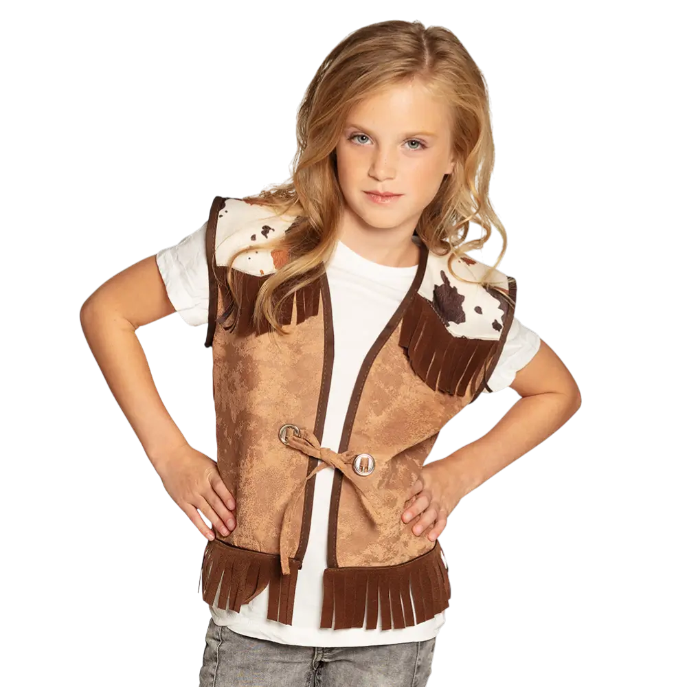 Western camel cardigan til børn (7-9 år)