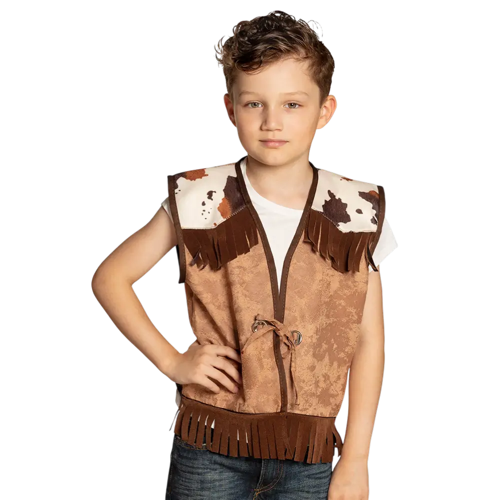 Western camel cardigan til børn (7-9 år)