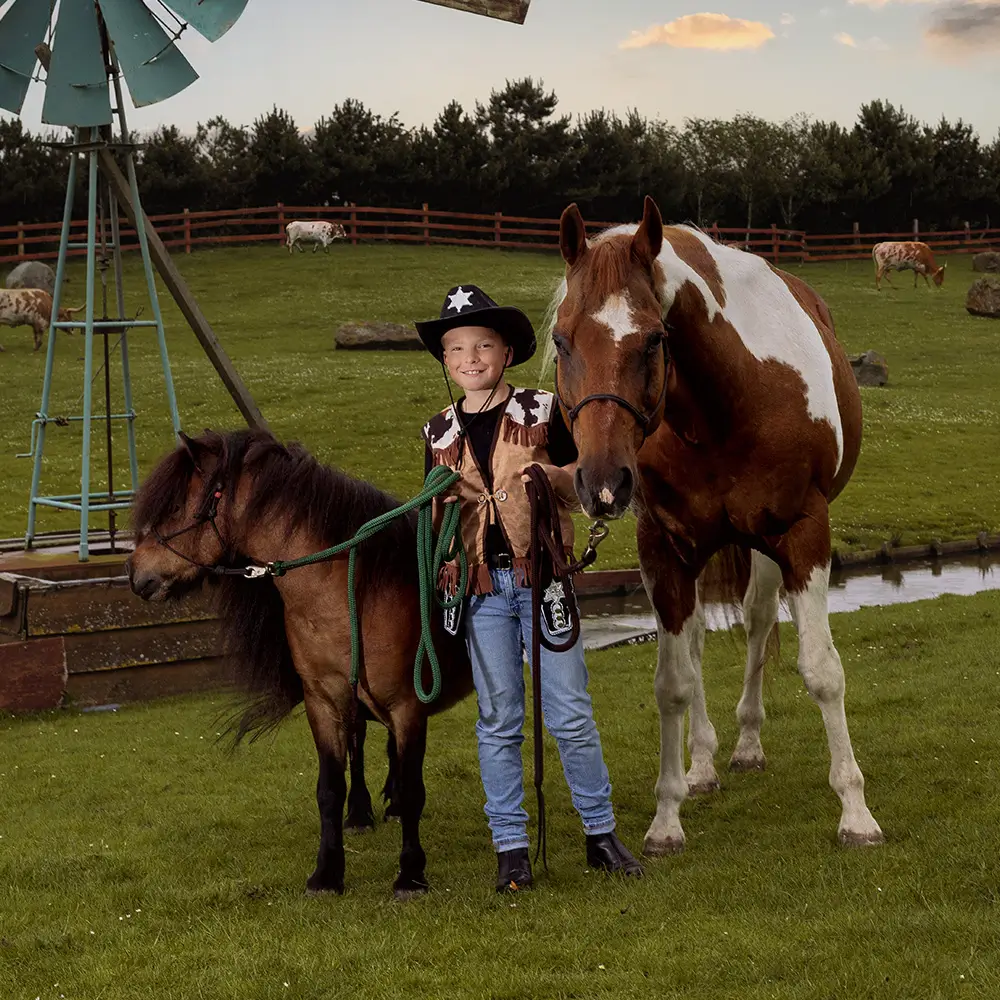 Western camel cardigan til børn (7-9 år)