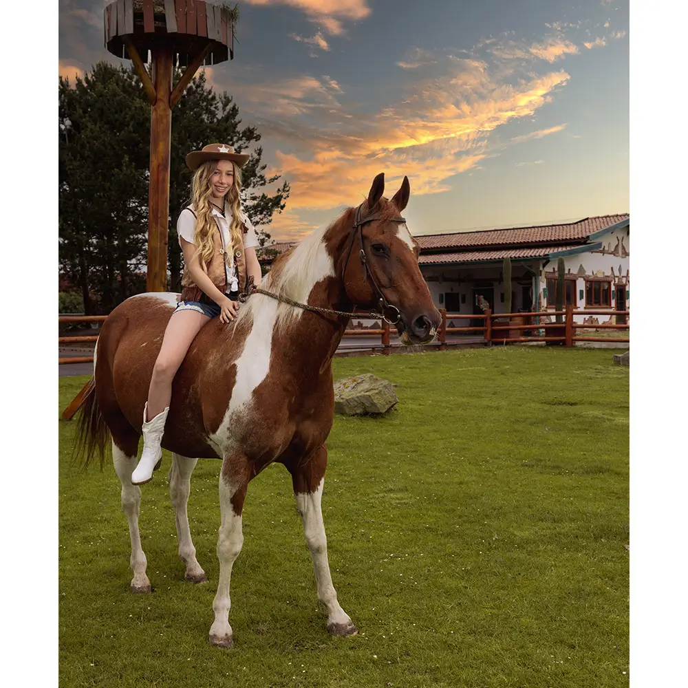 Western camel cardigan til børn (7-9 år)