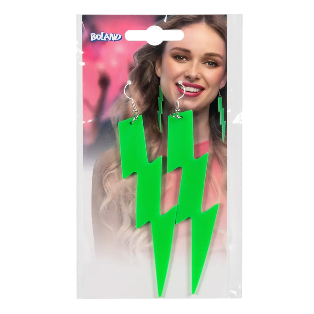 Et par neongrønne Flash-øreringe