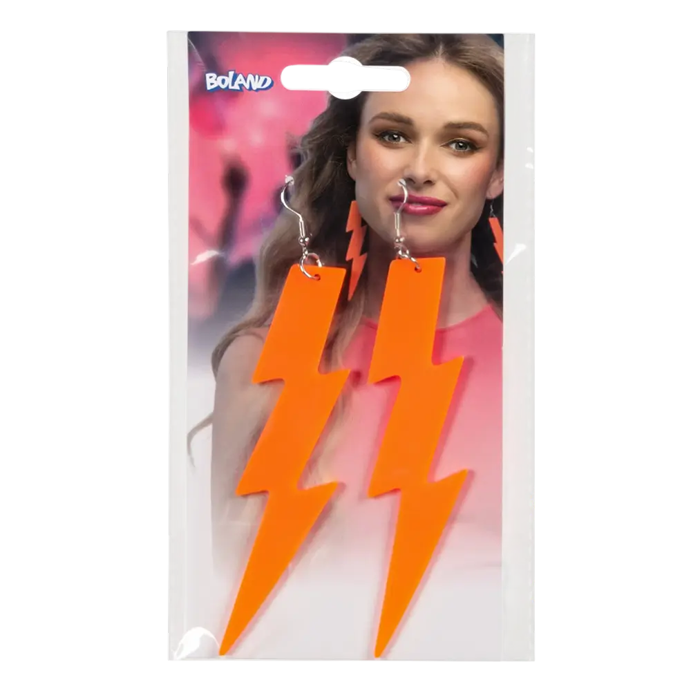 Et par fluorescerende orange Flash-øreringe