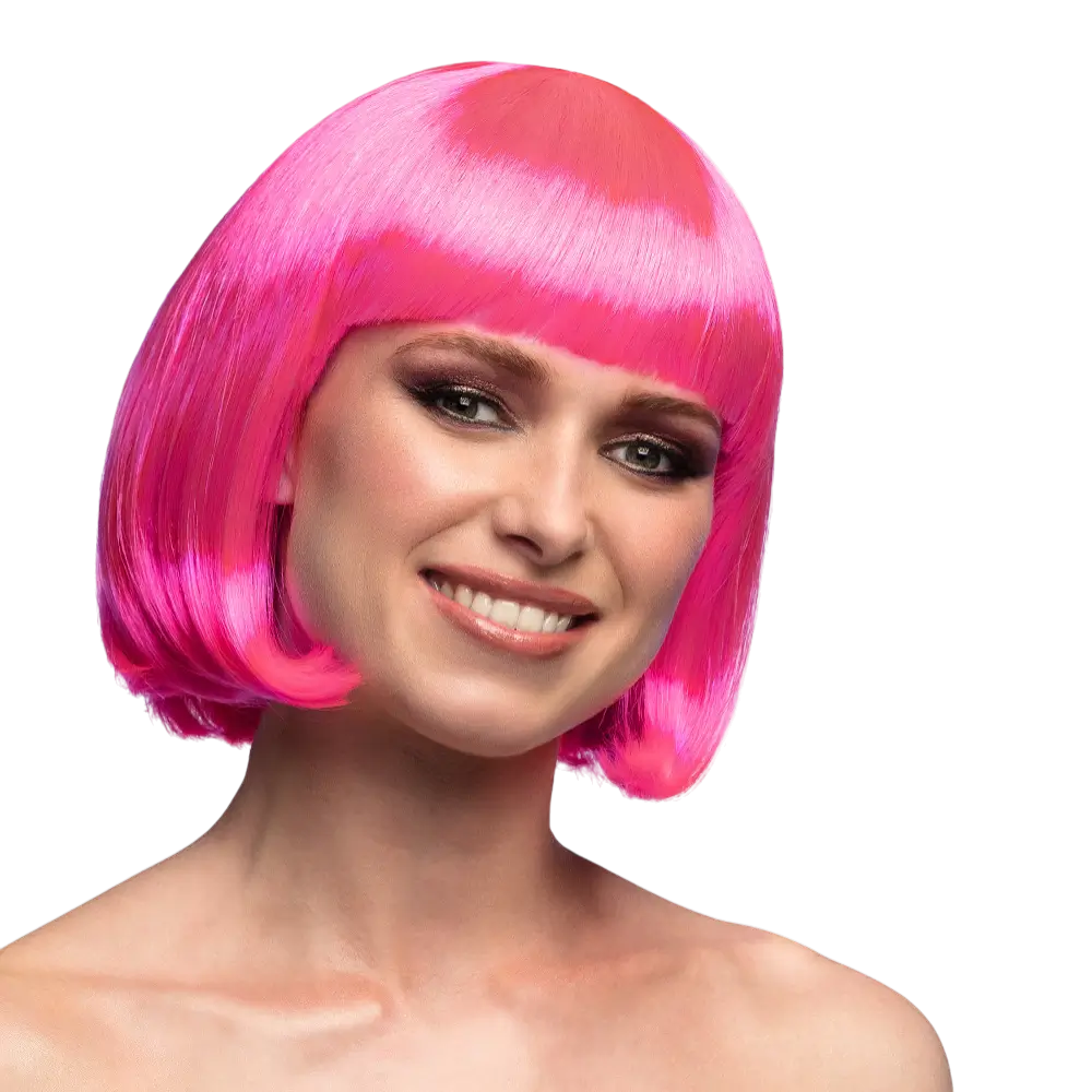 Fluorescerende pink Cabaret-paryk