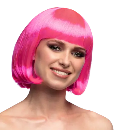 Fluorescerende pink Cabaret-paryk