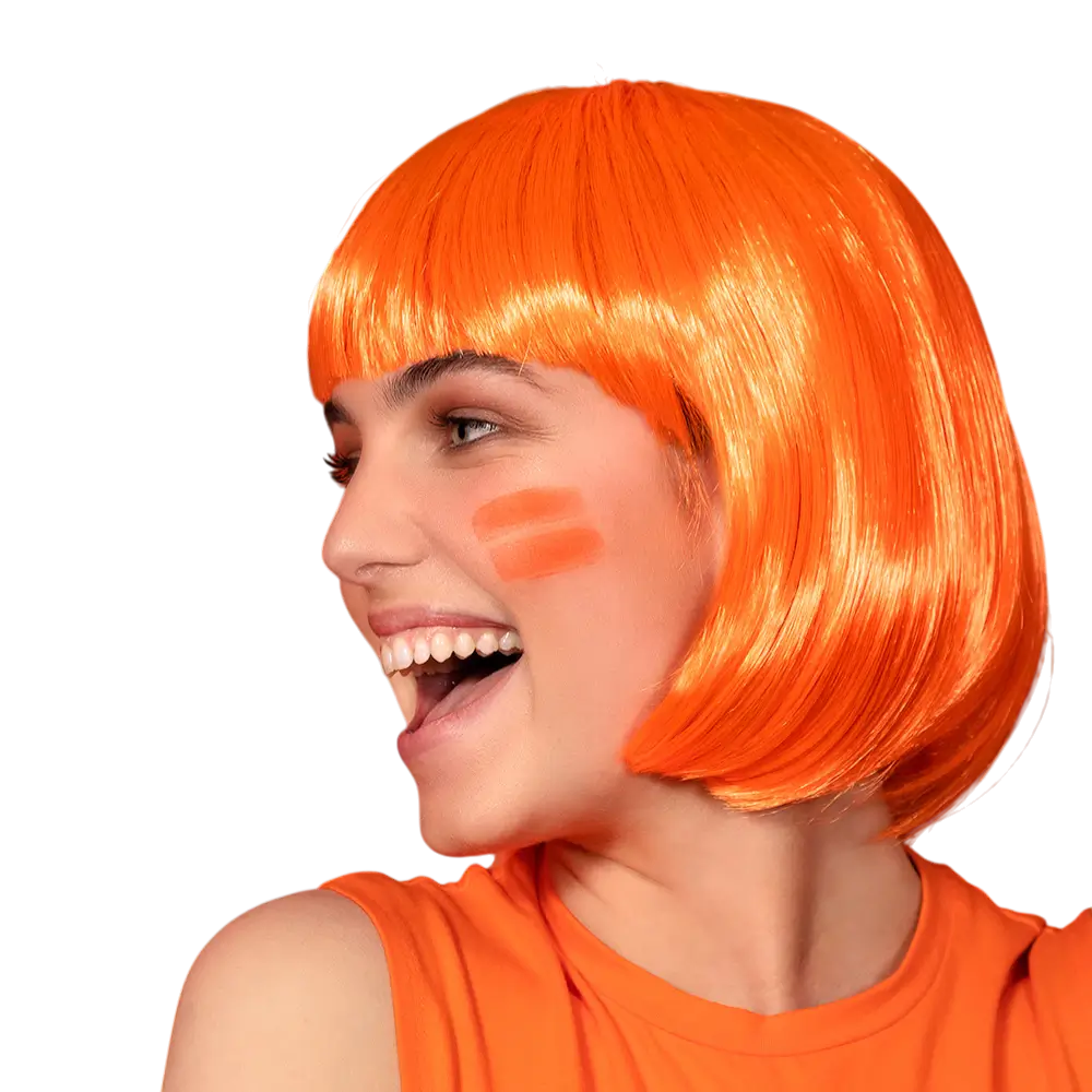 Fluorescerende orange Cabaret-paryk