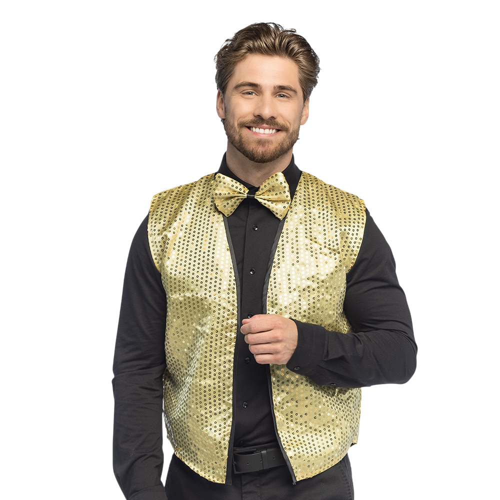 Pailletvest og butterfly “Spangles” – Størrelse M/L – Guld