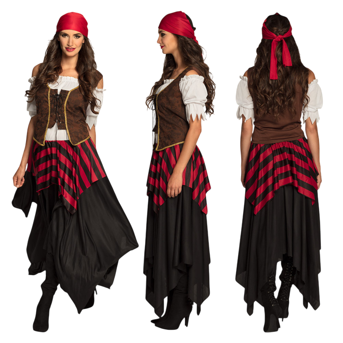 "Tornado" piratkostume til kvinder - Korsetkjole i piratstil - Størrelse 40/42