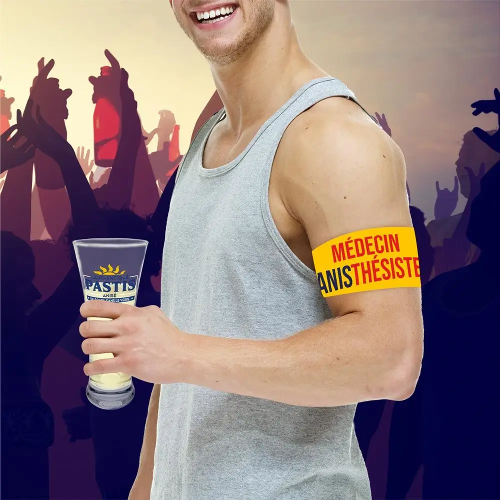 Gult "Anisthesiologist Doctor" aperitif-armbånd - humoristisk aftenunderholdning