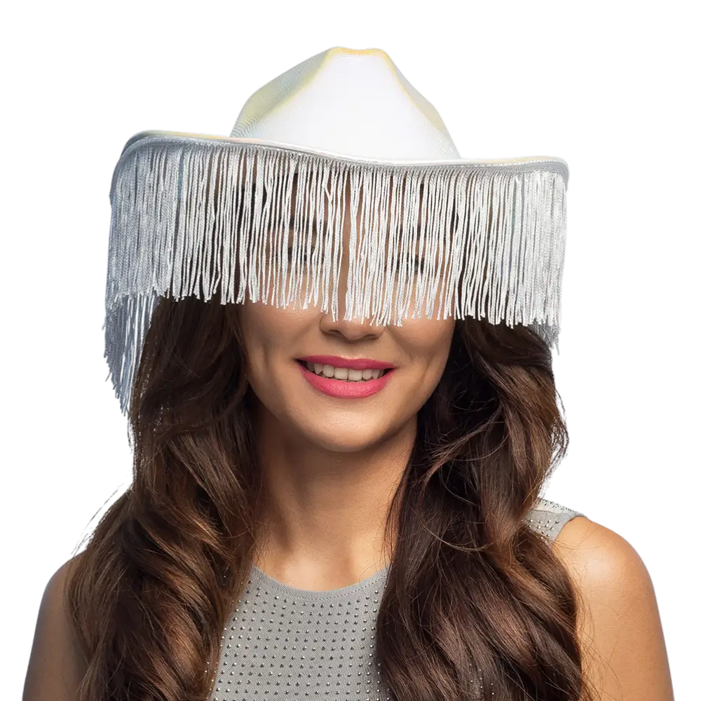 Fabulous" cowboyhat med frynser - hvid