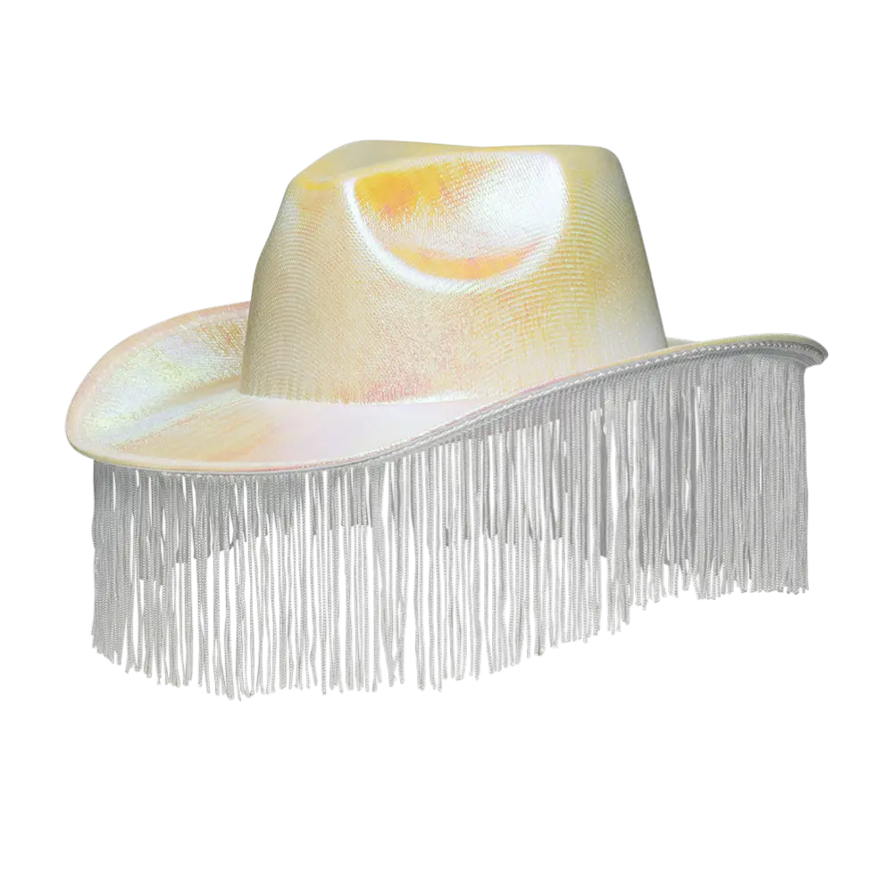 Fabulous" cowboyhat med frynser - hvid