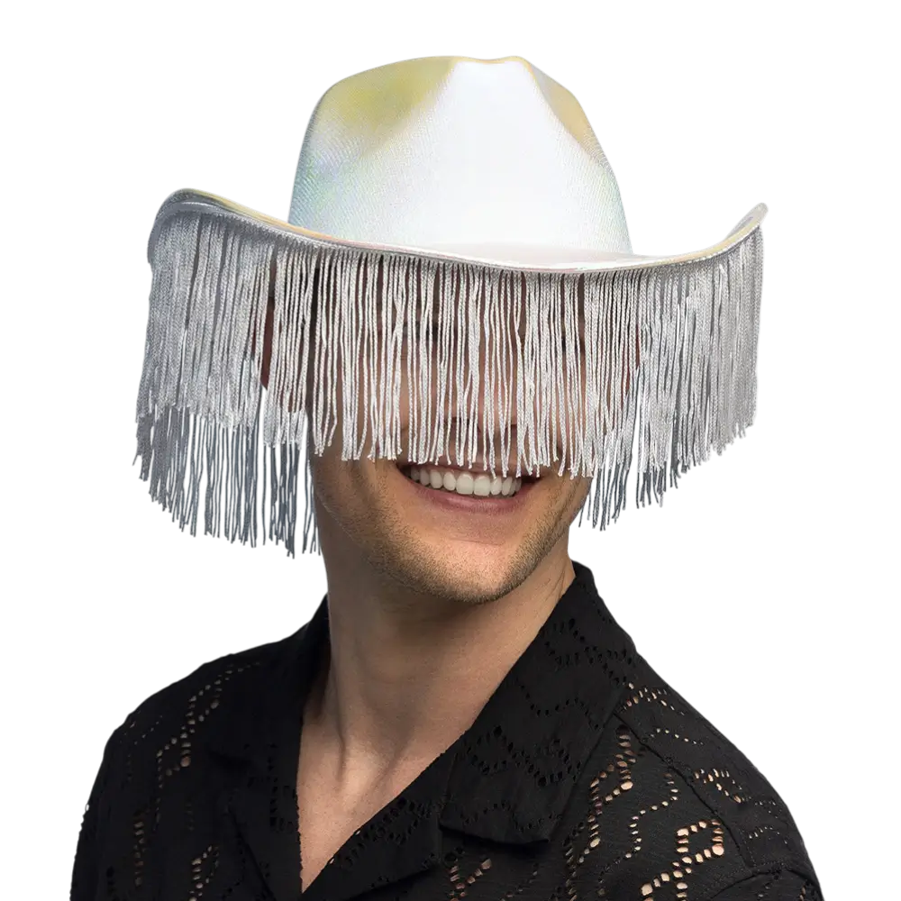 Fabulous" cowboyhat med frynser - hvid