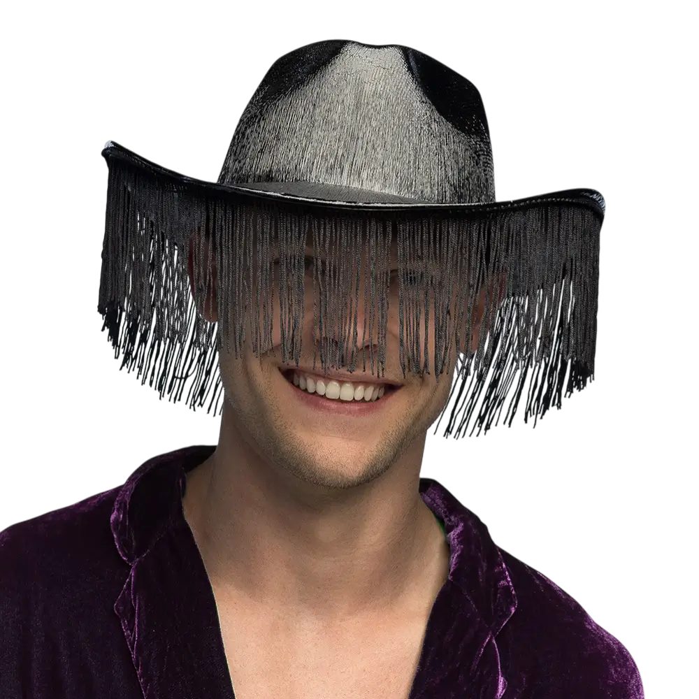 Fabulous" cowboyhat med frynser - Sort