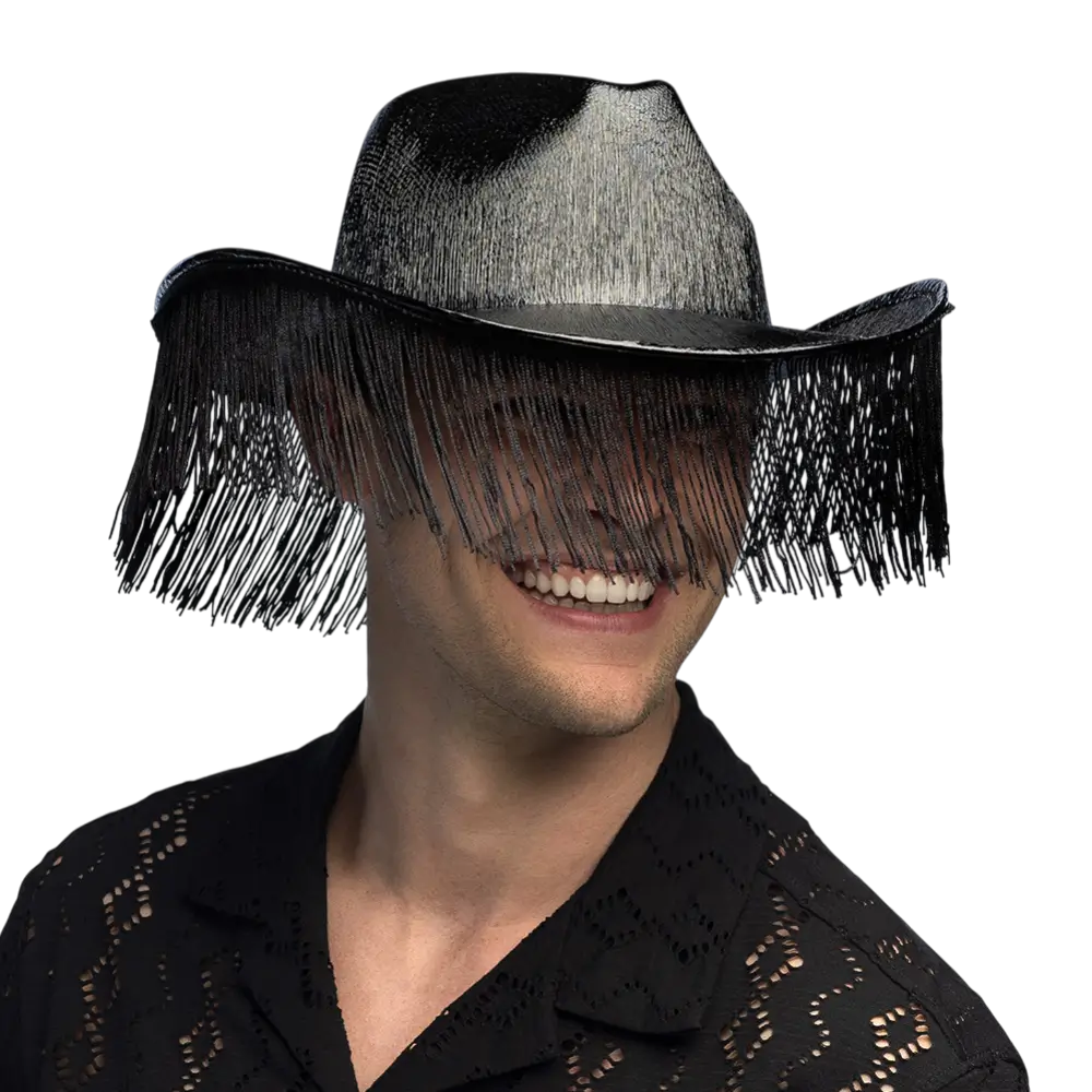 Fabulous" cowboyhat med frynser - Sort