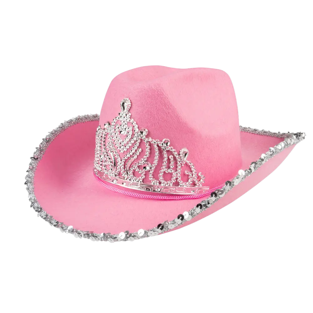 Glimmer" cowboyhat med frynser - Pink