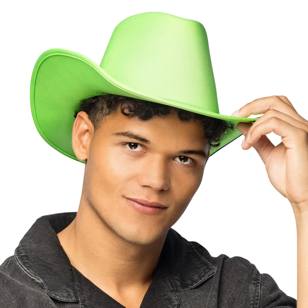 Blaze" cowboyhat med frynser - Fluorescerende grøn