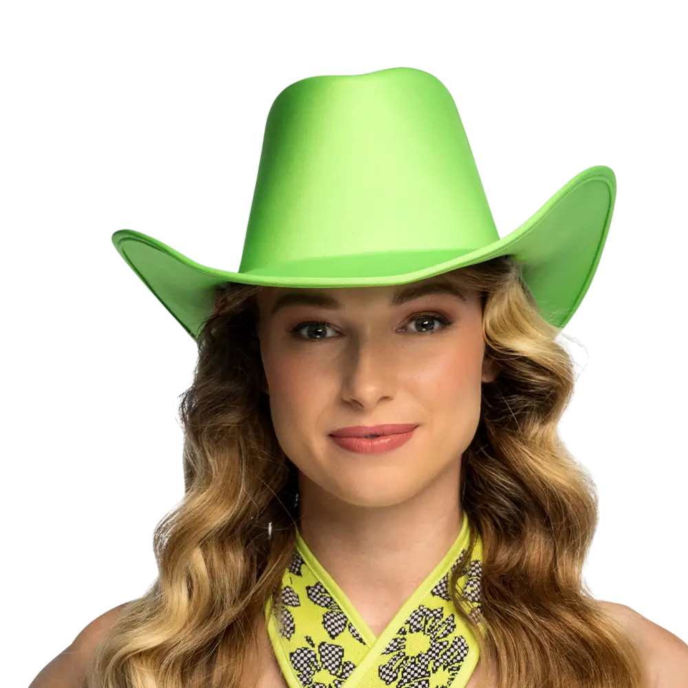 Blaze" cowboyhat med frynser - Fluorescerende grøn