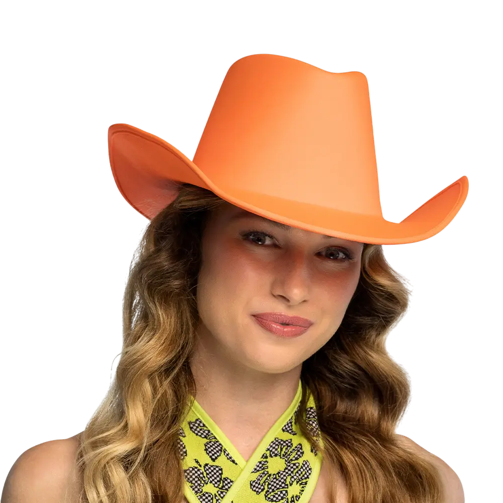 Blaze" cowboyhat med frynser - Fluorescerende orange
