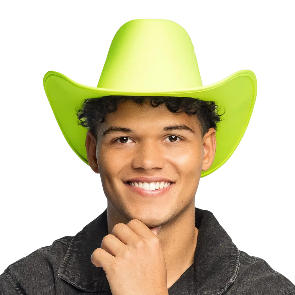 Blaze" cowboyhat med frynser - Fluorescerende gul