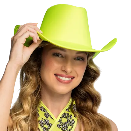 Blaze cowboyhat med frynser - Fluorescerende gul