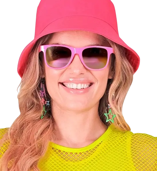 80'ernes neonpink briller - spejlglas med Revo-effekt