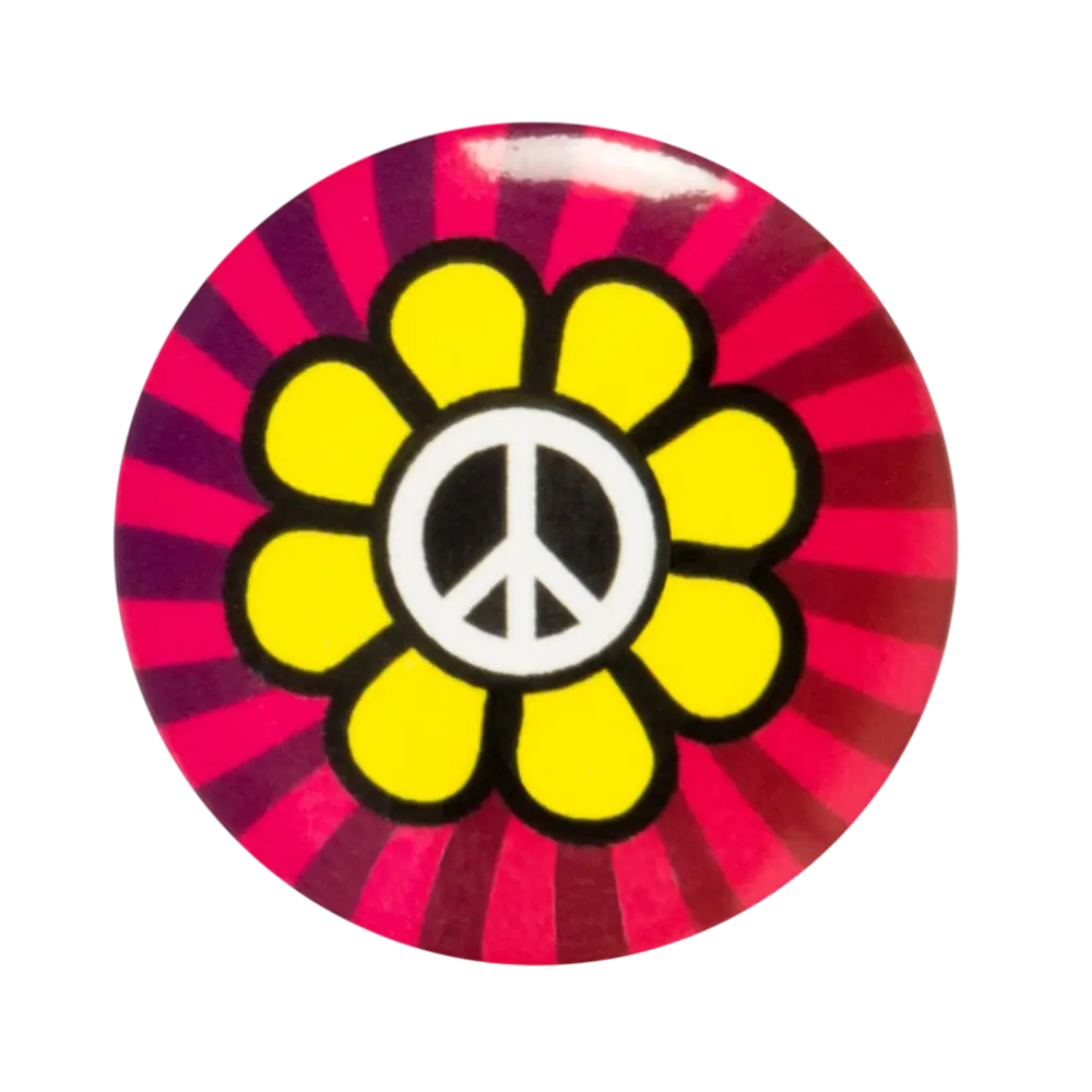 Pakke med 4 hippie-badges - Flower Power-tilbehør