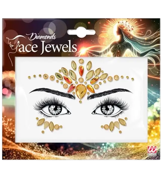 Ansigtssmykker med gule diamanter - Strass Festival
