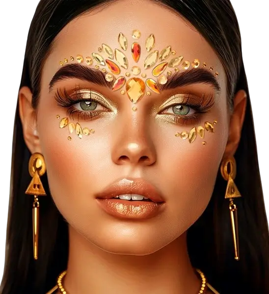 Ansigtssmykker med gule diamanter - Strass Festival