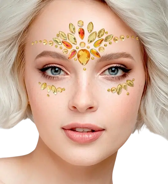 Ansigtssmykker med gule diamanter - Strass Festival